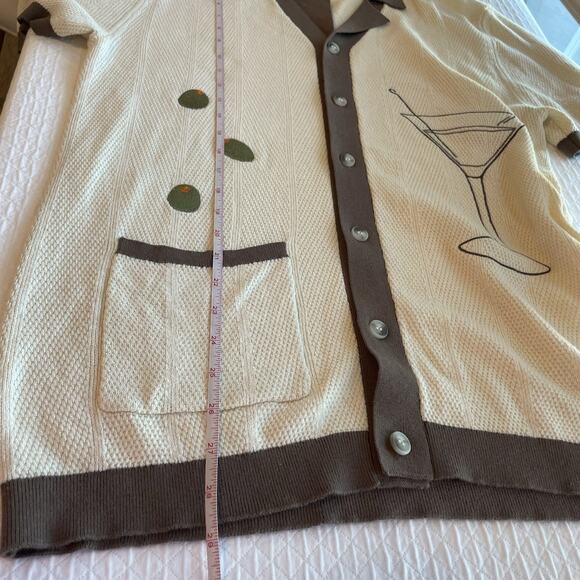NWT Art of Rhetoric Martini Olive Cocktail Textured Knit Button Up Polo Shirt - Picture 7 of 11
